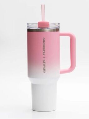 Stanley x Starbucks Pink White Gradient Travel Tumbler Handle Straw Philippines